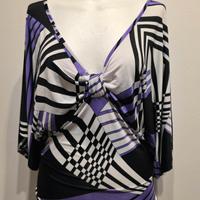 Maglia manica pipistrello fantasia geometrica