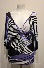 Maglia manica pipistrello fantasia geometrica