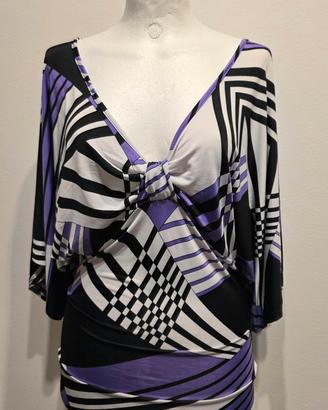 Maglia manica pipistrello fantasia geometrica
