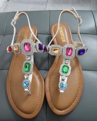 sandalo Infradito con gioielli n 36