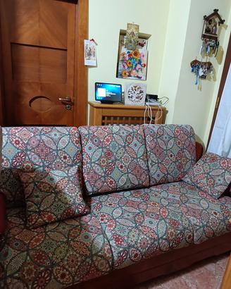 Divano letto 3 posti sfoderabile in legno 