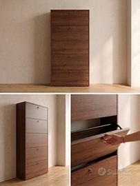 Scarpiera salvaspazio 5 ribalte legno noce