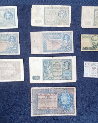 Polonia Lotto composto da 10 banconote antiche.