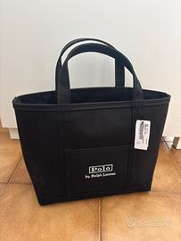 Borsa Polo Ralph Lauren Mini Tote Canvas Nera