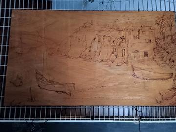 Marina fuoco su legno