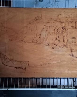 Marina fuoco su legno