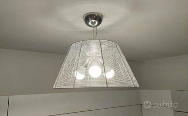 Lampadario grigio argento a 3 luci