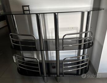 Mobile bar console bar tre ripiani vetro temperato