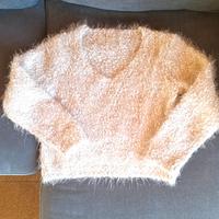 Maglia con scollo a v donna, panna con lurex