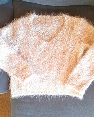 Maglia con scollo a v donna, panna con lurex
