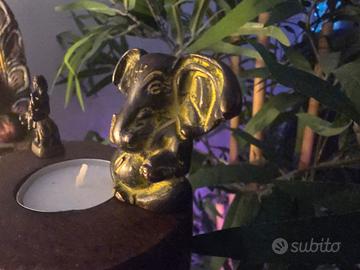 Mini Ganesha statuetta metallo brunito