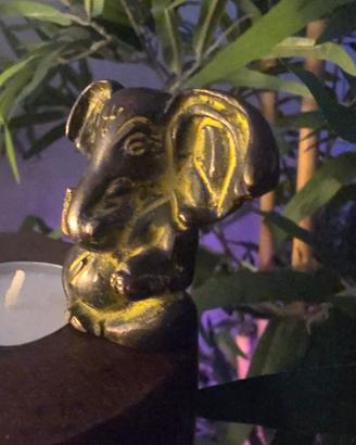 Mini Ganesha statuetta metallo brunito