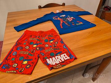 pantaloncini e maglietta Marvel 