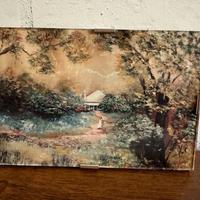 Quadretto in vetro stampa paesaggio olio