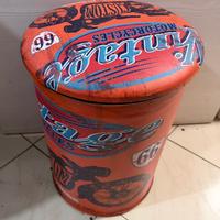 Puff Metallo con contenitore , arancione, Vintage,