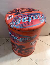Puff Metallo con contenitore , arancione, Vintage,