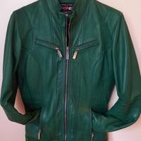 giacca in pelle verde Donna Small