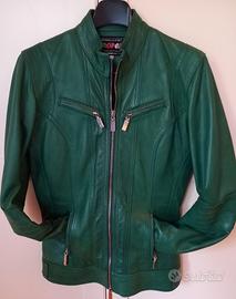 giacca in pelle verde Donna Small