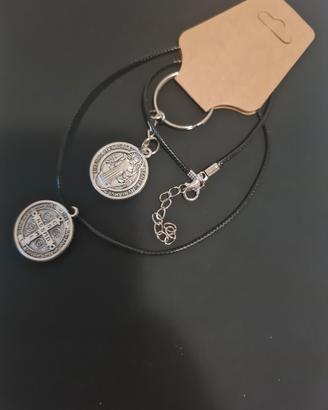 collana e mortachiavi medaglia san benedetto 