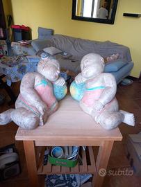 Coppia sculture in legno