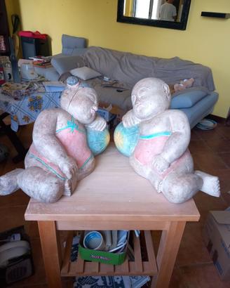 Coppia sculture in legno