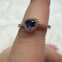 Anello Cuore in Rilievo Blu PANDORA
