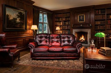 DIVANO CHESTERFIELD BERGERE TRE POSTI IN PELLE