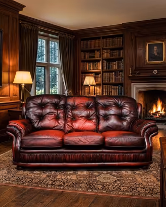 DIVANO CHESTERFIELD BERGERE TRE POSTI IN PELLE