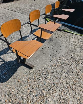 Banchi da studio a 4 sedute in legno e ferro