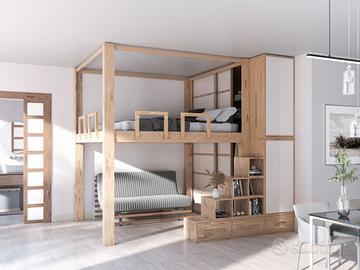 Letto soppalco regolabile in altezza Cinius Rising