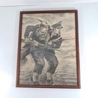 Quadro con vetro contenente disegno a carboncino