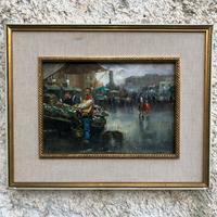 Quadro -Mercato- dipinto a olio