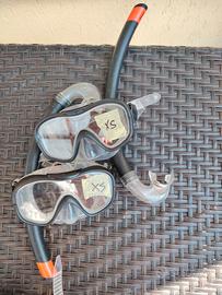 2 maschere sub per bambini misura XS con boccaglio