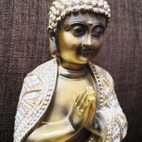 Statua Buddha Porta Candela Lumino Dipinta a Mano