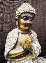 Statua Buddha Porta Candela Lumino Dipinta a Mano