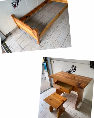 Letto+ scrivania in legno massello Dolomite