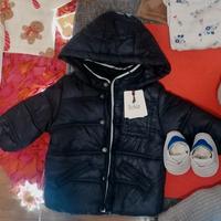 Nuovo Piumino Blu Bambino 68 cm 6-9 mesi zip