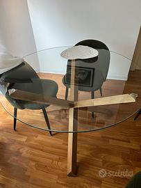 Tavolo vetro e legno modello Carot