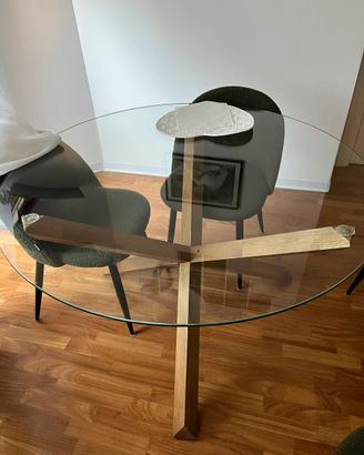 Tavolo vetro e legno modello Carot