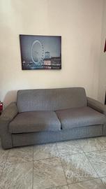 Divano letto a 3 posti grigio tessuto melange