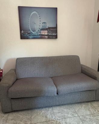 Divano letto a 3 posti grigio tessuto melange