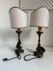 Coppia di lampade da tavolo in ottone