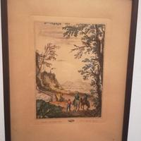 Stampa antica raffigurante paesaggio 