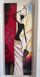 Quadro moderno dipinto a mano donna africana.