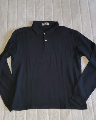 Polo uomo Fila originale a maniche lunghe nera