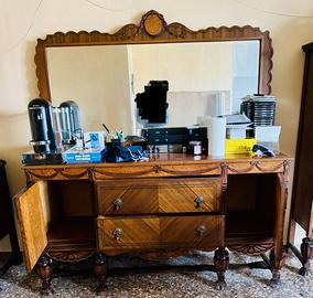 Mobile legno antico con specchio e cassetto