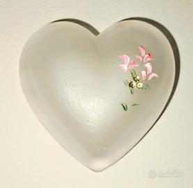 Cuore Cristallo Satinato rosa anni 70 