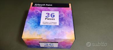 Set colori acrilici per aerografo – 36 bottiglie