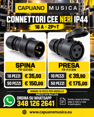 SPINE E PRESE CEE NERE 16 A IP44: