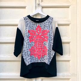 Maglia Space Style Concept nera, panna e fluo